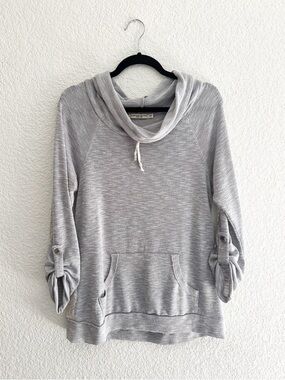 Chance or Fate Light Gray Drawstring Cowl-Neck Hoodie